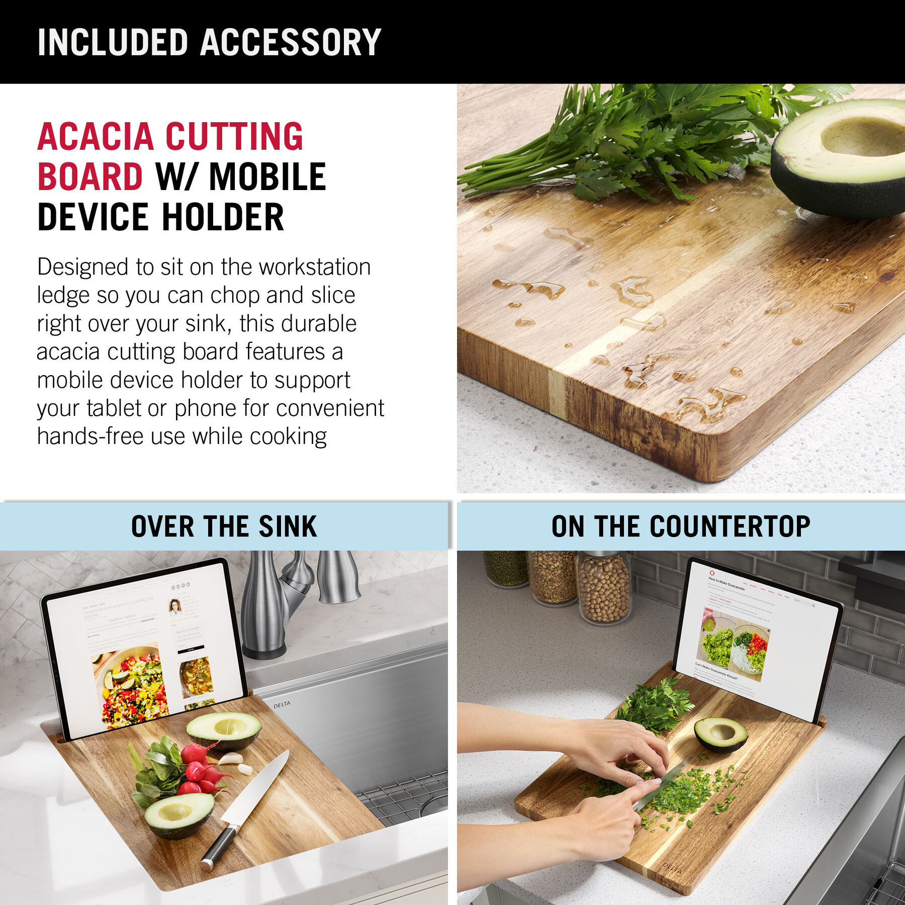 30” Workstation Kitchen Sink Undermount Stainless Steel Single Bowl with WorkFlow™ Ledge and Accessories, image 1